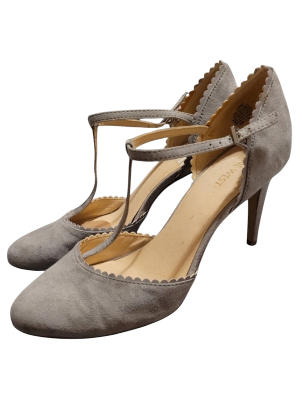 Nine West 50s Pinup Gray Scalloped Close Toe Stiletto Heels Size 10